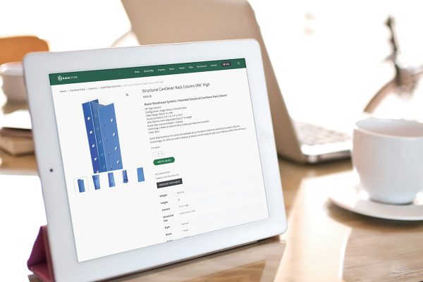 Dealer On iPad Reading About Rack Store Adds Structural Cantilever Racks To Quick Ship